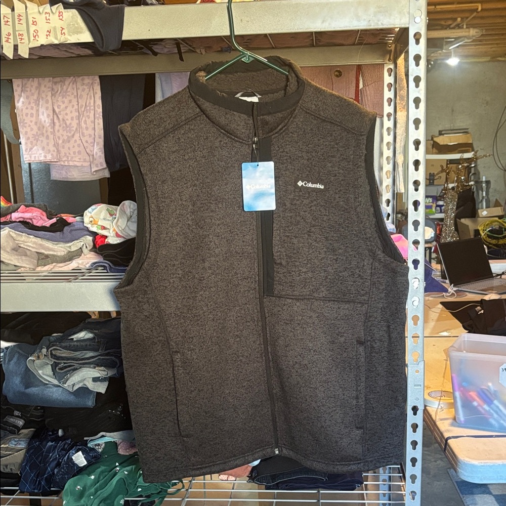 Columbia Men's Charcoal Gray Full-Zip Fleece Vest